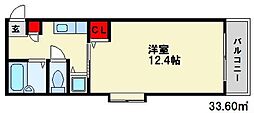ブティア・ドウ 1Kの間取図画像
