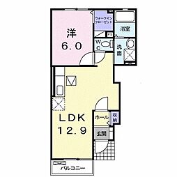 ハウジング八尋2 1LDKの間取図画像