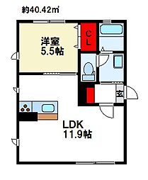 セゾンコート 1LDKの間取図画像