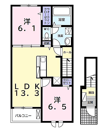 ブルジェオンフルール 202｜千葉県木更津市久津間(賃貸アパート2LDK・2階・59.58㎡)の写真 その2