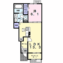 ニューフィールド　ビレッジI 1階1LDKの間取り