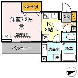 (仮称)D-ROOM文京2丁目 2階1Kの間取り