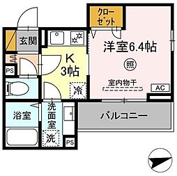 (仮称)D-ROOM文京2丁目 3階1Kの間取り