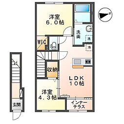 リョウエン 2階2LDKの間取り