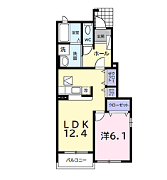 カレントヒルズ　Ｃ 1階1LDKの間取り