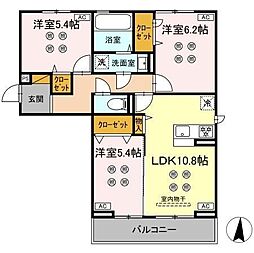 サリサ.k 201 2階3LDKの間取り