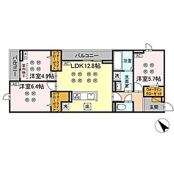 D-KISARIA　WI 1階3LDKの間取り