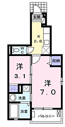 ラフィネ3 1Kの間取図画像