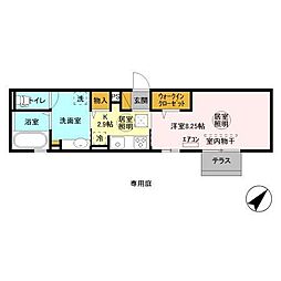 ベルハウス3 1Kの間取図画像
