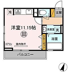 ワイズフォレスト3袖ケ浦 ワンルームの間取図画像