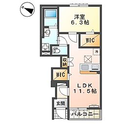 ポローニア 1LDKの間取図画像