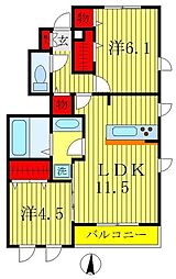 ピアF 2LDKの間取図画像