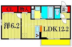 ボヌール 1LDKの間取図画像
