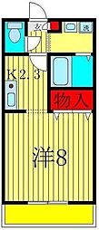 矢切クルーズ 1Kの間取図画像