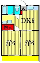 メープル・ハイツ 2DKの間取図画像