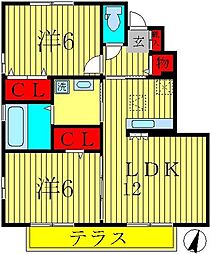 サニーモール弐番館 2LDKの間取図画像