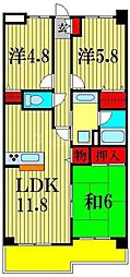 ソレイユ松戸 3LDKの間取図画像