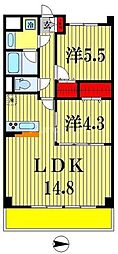 ベルヴァンス 2LDKの間取図画像
