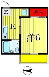 アフタヌーンクロダパート2 1Kの間取図画像
