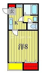 フォレストみのり台 1Kの間取図画像