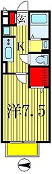 メイプルヒル 1Kの間取図画像