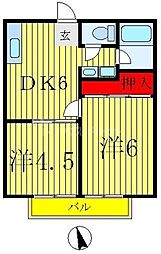 ペアヒル 2DKの間取図画像
