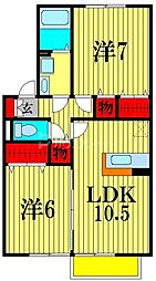 グリーンヒルB 2LDKの間取図画像