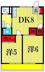 北松戸ビル 2DKの間取図画像