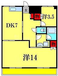 シティハイム雅 2DKの間取図画像
