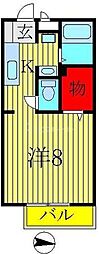 エントピアA 1Kの間取図画像