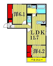 シャロット 2LDKの間取図画像