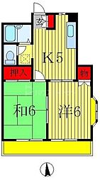 サンパールハイツ 2DKの間取図画像