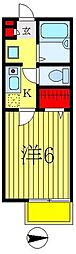 フレールヒル 1Kの間取図画像