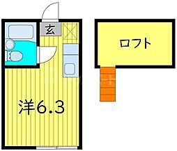 キャピタル八柱 ワンルームの間取図画像