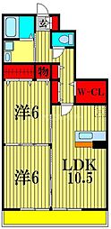 コスモヒルズ 2LDKの間取図画像