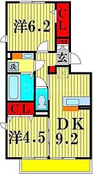 パインヒルズ胡録台 2DKの間取図画像