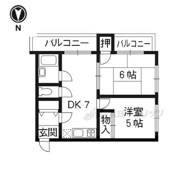 20ＨＯＵＳＥ2ｎｄ 3-A｜京都府京都市西京区樫原中垣外(賃貸マンション2DK・3階・37.37㎡)の写真 その2