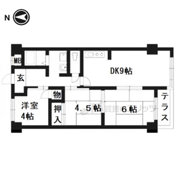 京都府京都市右京区嵯峨野千代ノ道町(賃貸マンション3LDK・2階・59.00㎡)の写真 その2