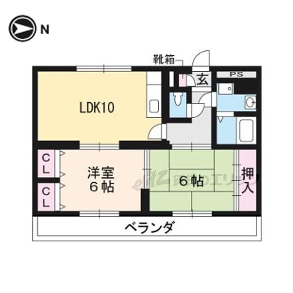 京都府京都市右京区太秦安井奥畑町(賃貸マンション2LDK・1階・50.46㎡)の写真 その2