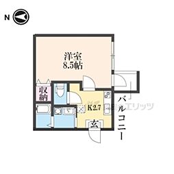 ビエノス京都花園 1Kの間取図画像