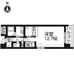 JR山陰本線 二条駅 徒歩5分の賃貸マンション 9階ワンルームの間取り