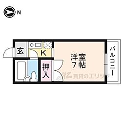 京福電気鉄道嵐山本線 帷子ノ辻駅 徒歩1分の賃貸アパート 3階1Kの間取り