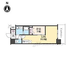 ソルテラスKYOTO西大路　瑠 2階1LDKの間取り