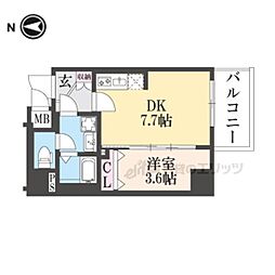 ASCLAIRE京都西院 7階1DKの間取り