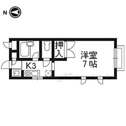 ヴェルドミール桂 2階1Kの間取り