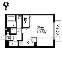 阪急京都本線 桂駅 徒歩20分の賃貸アパート 1階ワンルームの間取り