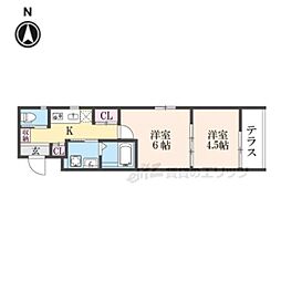 近鉄京都線 東寺駅 徒歩5分の賃貸マンション 1階2Kの間取り
