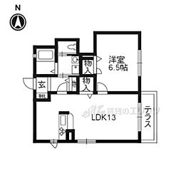 京洛舎二人司II 1階1LDKの間取り