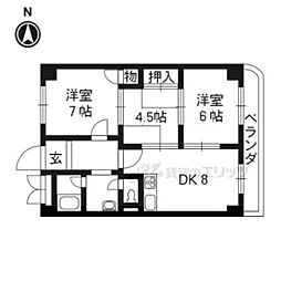 阪急京都本線 桂駅 徒歩5分の賃貸マンション 3階3LDKの間取り