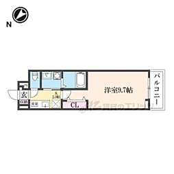 オーサム ヴィレッジ 京都桂 1Kの間取図画像